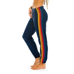 Aviator Nation 5 Stripe Sweatpants Navy Blue